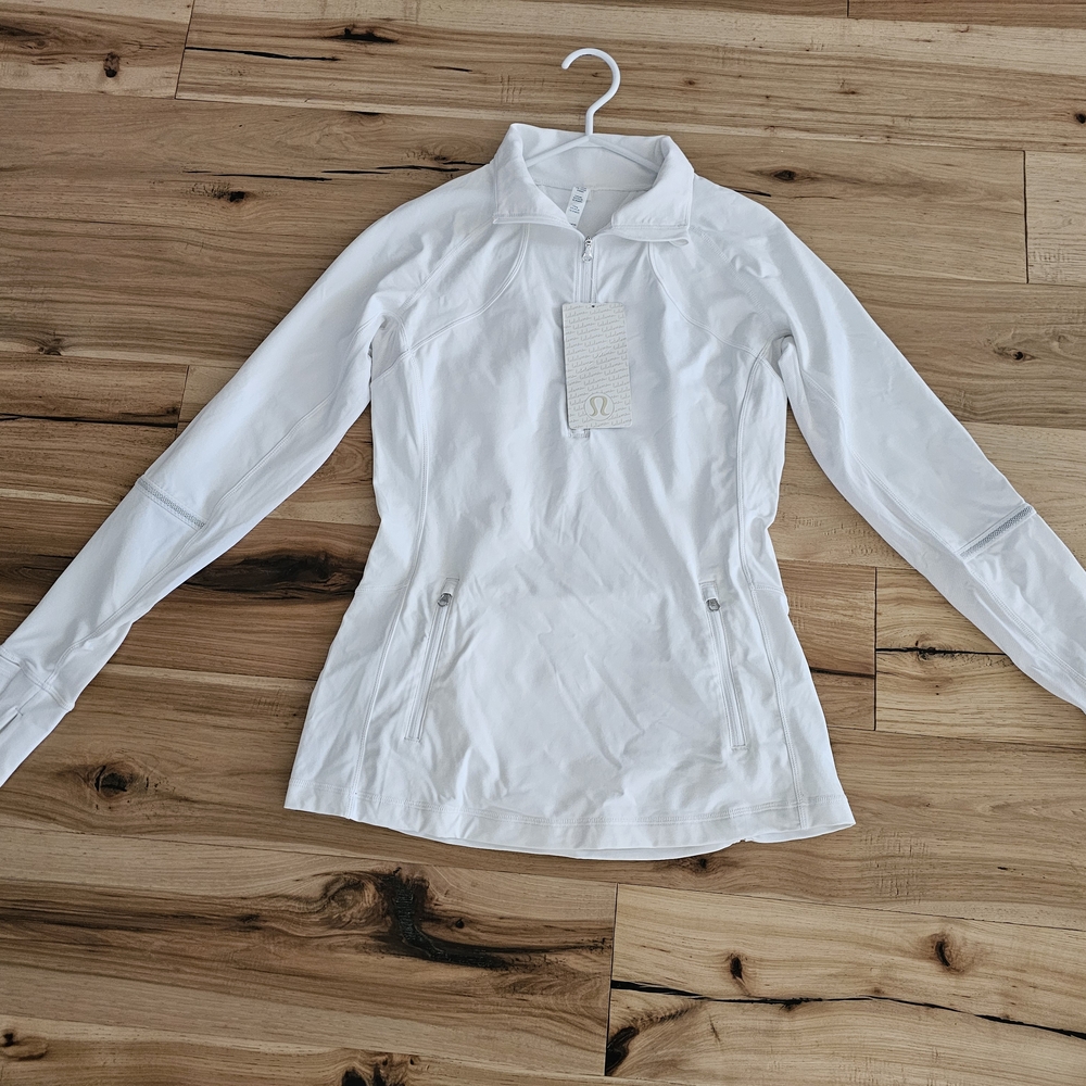 White Long-Sleeve Athletic Top
